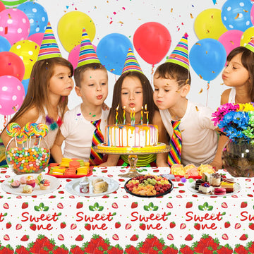 4 Pack Strawberry Tablecloth 51 X 86 Inch Strawberry Tablecloth Strawberry Party Tablecloth Strawberry Birthday Party Table Clot