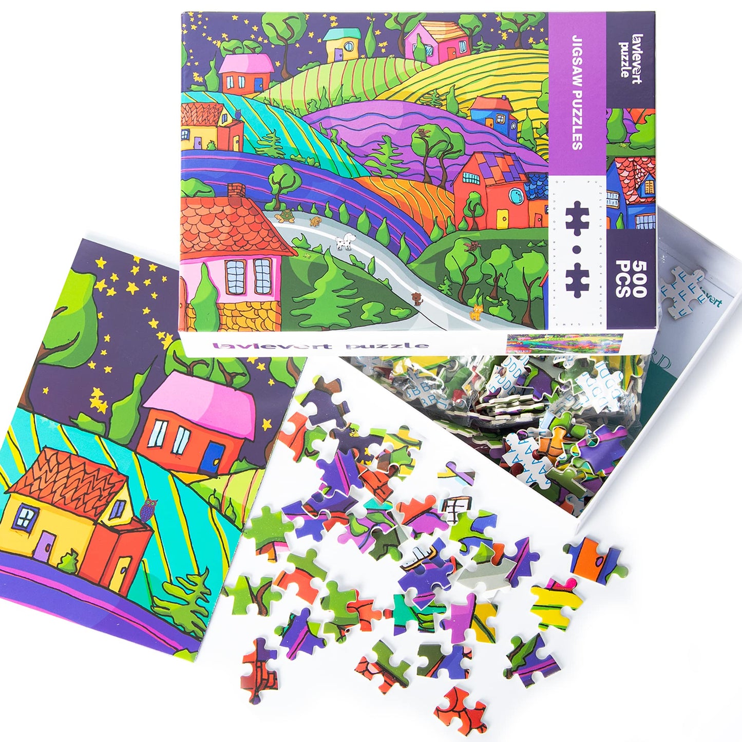 Lavievert Jigsaw Puzzle 500 Piece Puzzle For Adults And Kids - Village Under The Stars