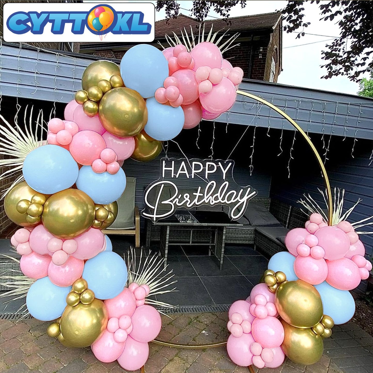 Cyttok Pink Blue And Gold Balloons 12 Inch 100 Pack Helium Balloons For Birthday Wedding Baby Shower Party Decorations