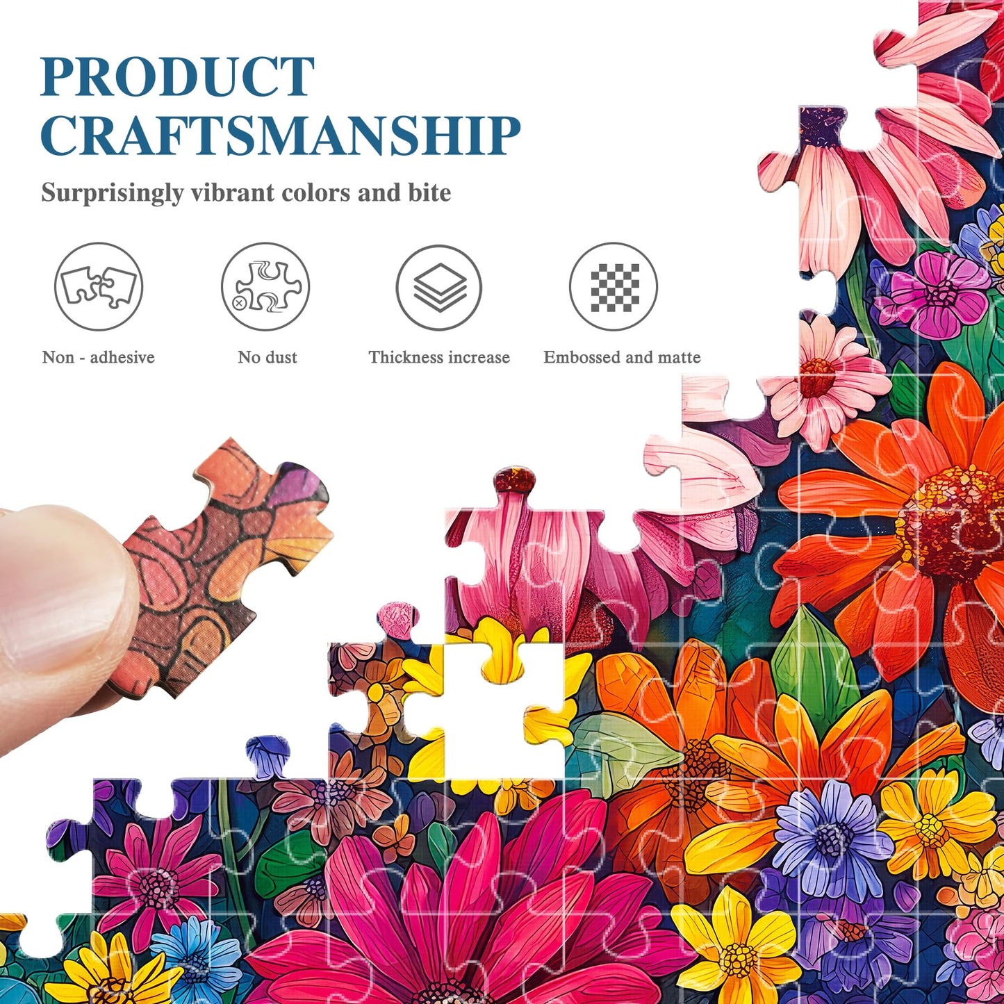 All4Jig Flowers Fun Jigsaw Puzzles For Adults And Kids, 1000 Pieces, Christmas Secret Santa Gift, White Elephant Gifts, Number P