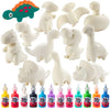Jumbo Party Craft Kit Dino Squishies (12 Unique Dinosaurs w 12 Fabric Paints)-White Kawaii Scented Slow Rise Squishy Toys, Stres