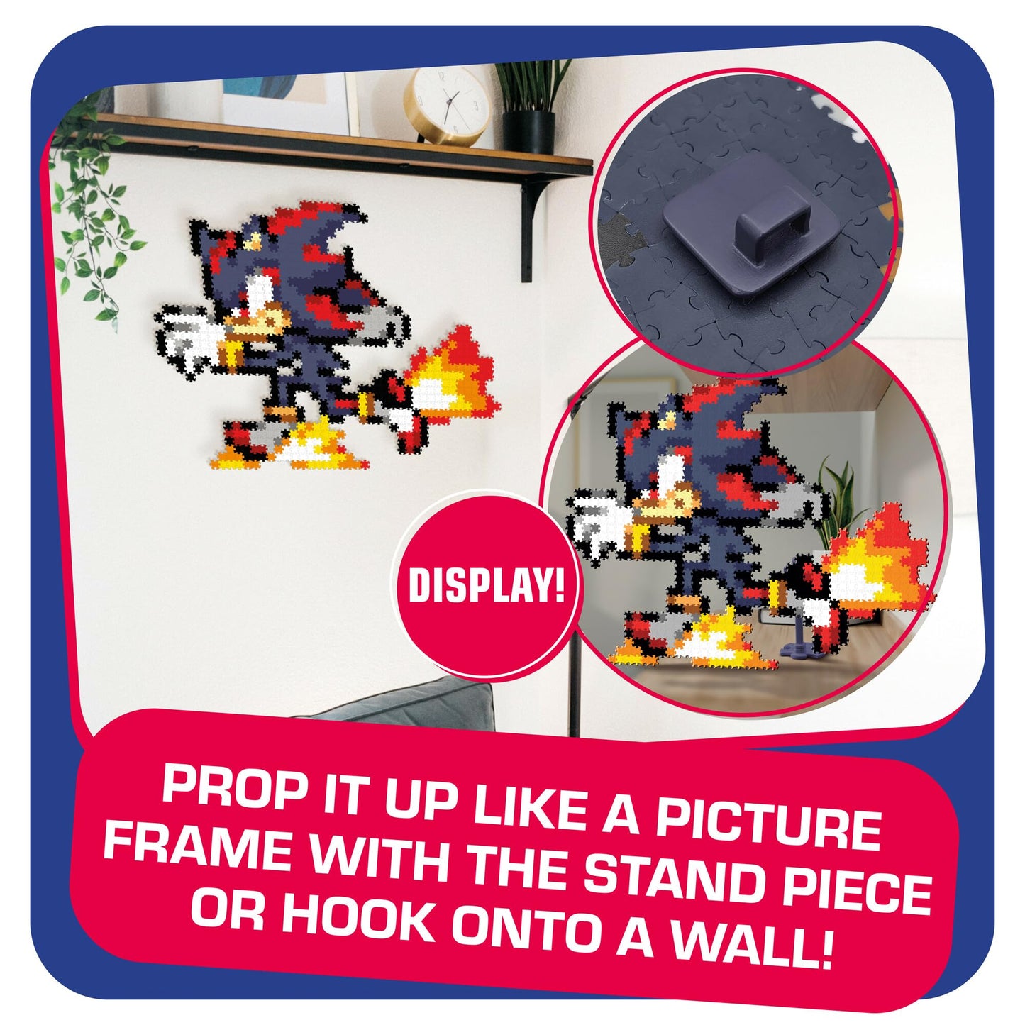 Jixelz Remix Sonic The Hedgehog Craft Kit - Running Shadow - No Heat or Glue Required - STEM Building Toys - Pixel Art for Bedroom or College Dorm Room Decor - 700+ Pieces - Ages 8 Years and Up