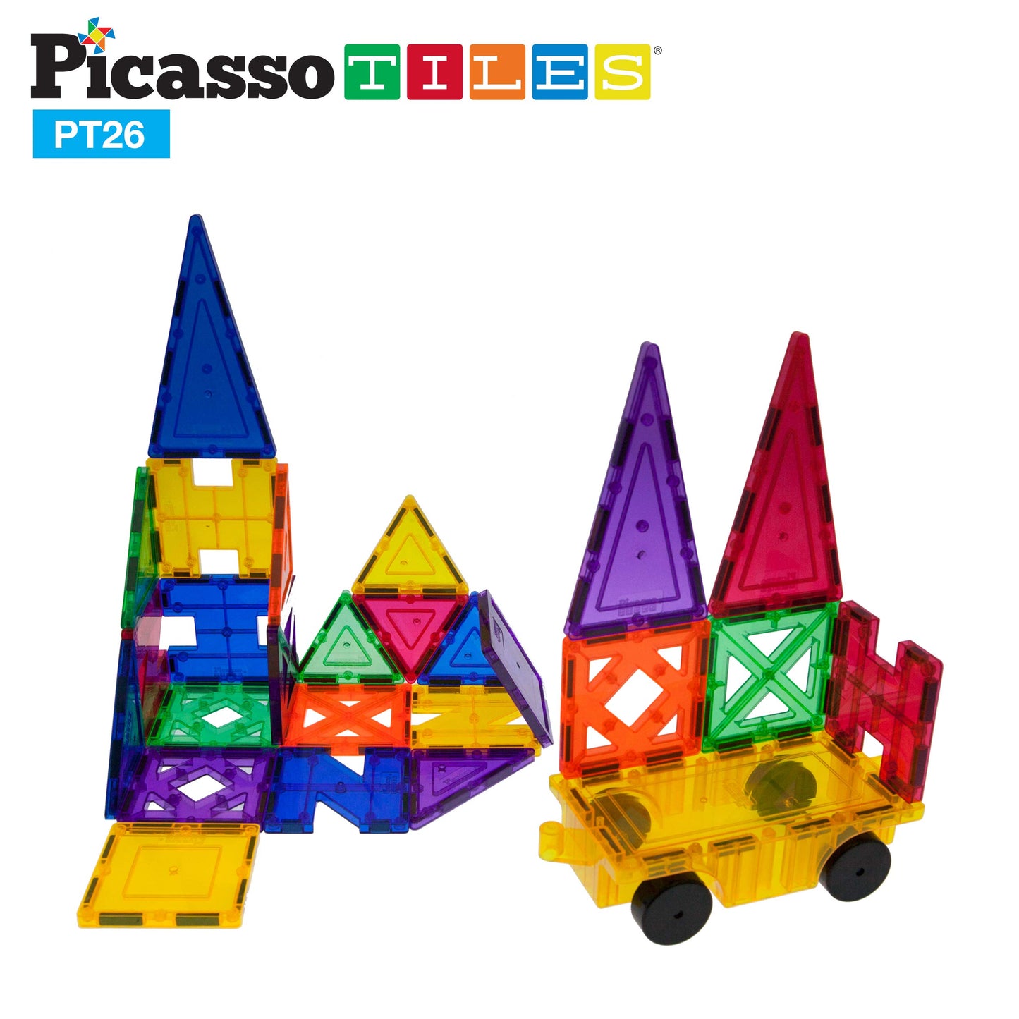 Picassotiles Building Blocks Inspirational Kit 3D Building Construction Toys Clear Magnetic Stacking Set Stem Playboards Magnet