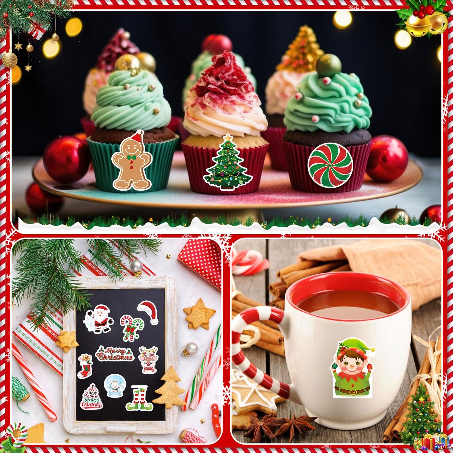 Julbear Christmas Foam Sticker, 300Pcs Winter Bulk Colorful Printing Self-Adhesive Campus Themed Foam Stickers For Kids Christma
