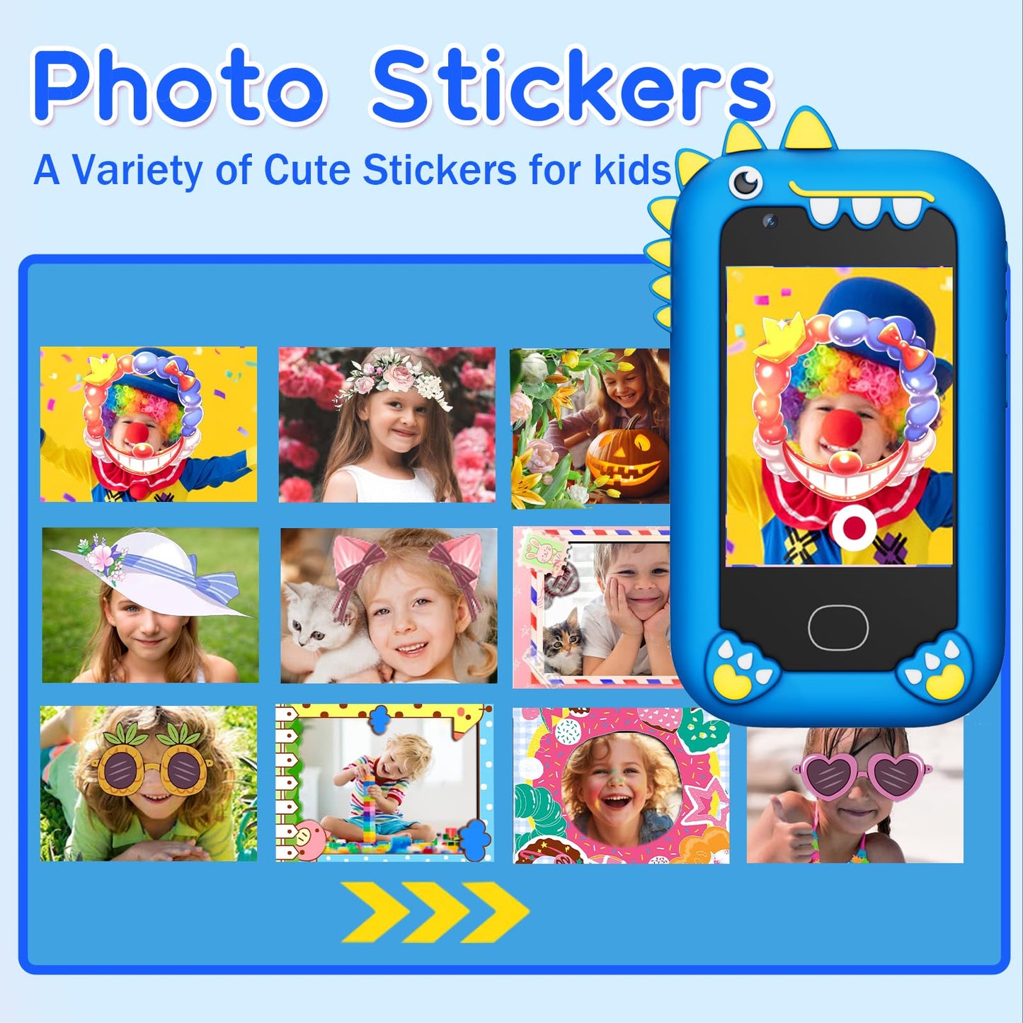 Gocina Kids Smart Phone, Christmas Birthday Gifts For Toddler Age 3-8, Touchscreen Learning Cell Phone Toy With Camera,Music Pla