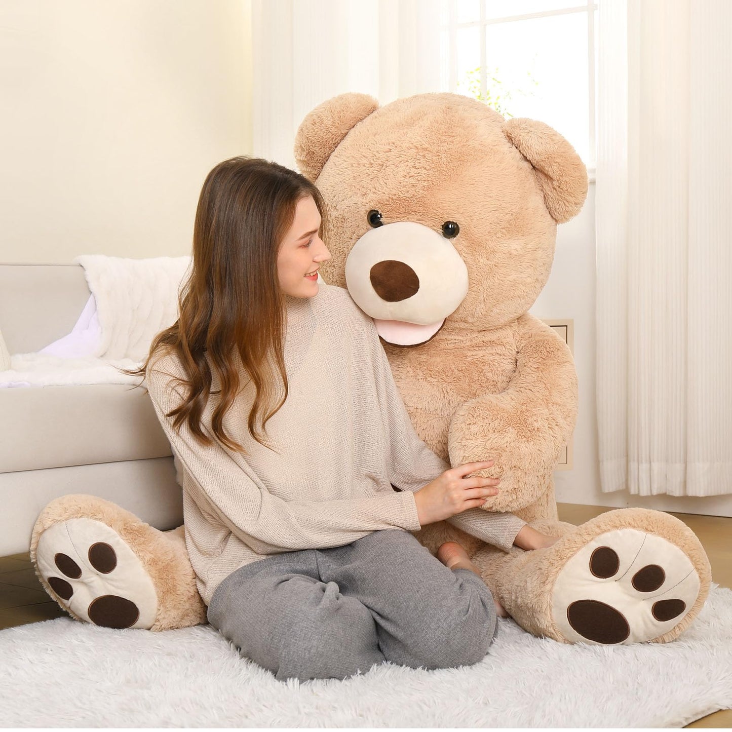 Morismos Giant Teddy Bear Plush 5 Feet, Life Size Huge Teddy Bears For Girlfriend Boyfriend, 5 Foot Large Bear Gifts For Valentine'S Day, Baby Shower, Birthday