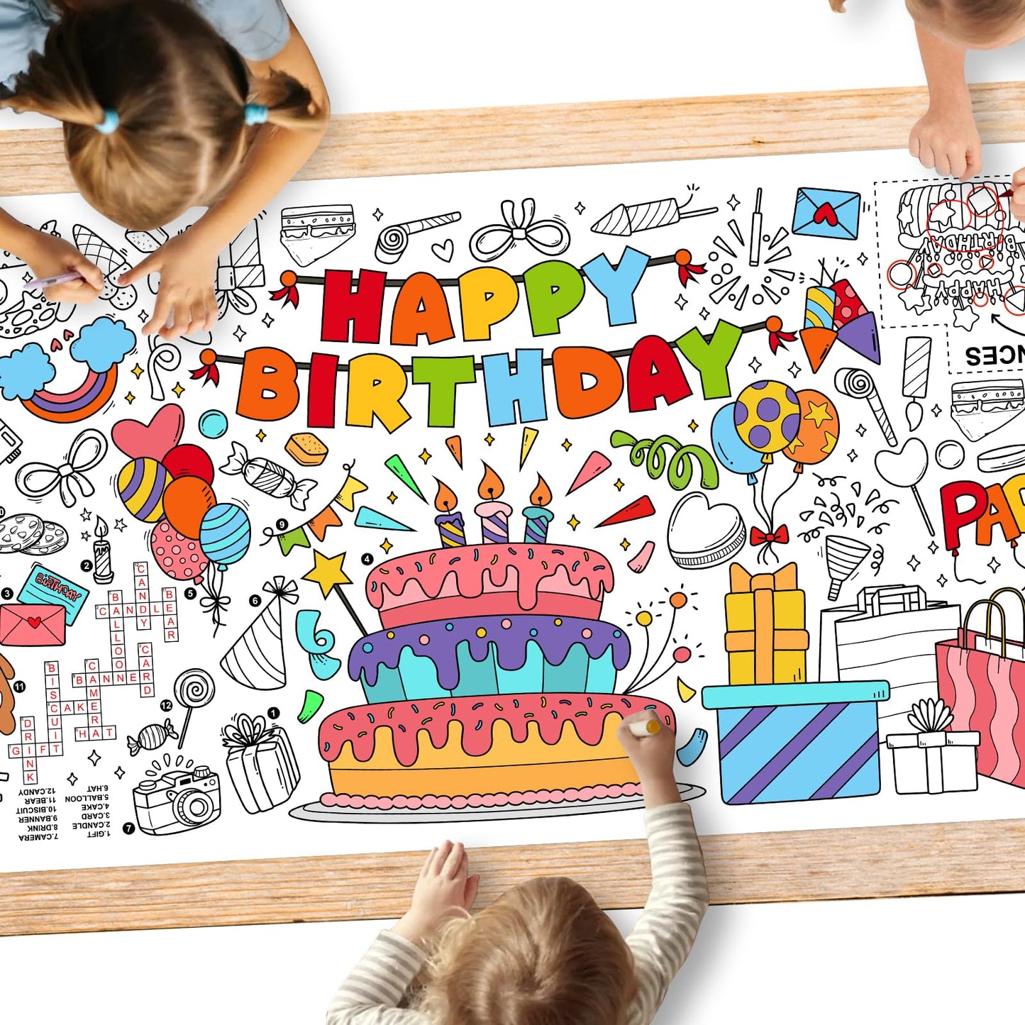 Giant Coloring Poster For Classroom Wall - Versatile 31.5 X 72 Inches Birthday Activity Poster/Table Cover, School Parties, Birt