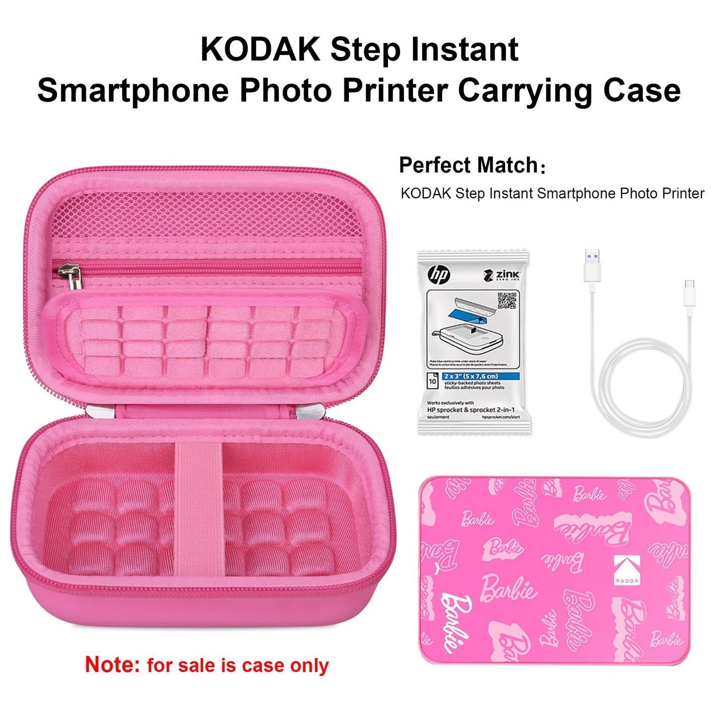 Elonbo Carrying Case For Kodak X Barbie Instant Smartphone Barbie Photo Printer, Portable Mini Color Wireless Mobile Printer Tra