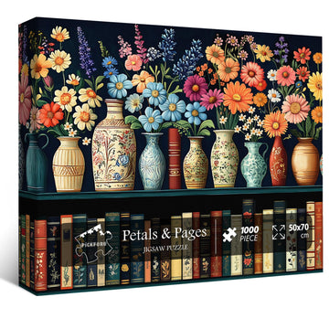Wildflower Puzzles For Adults 1000 Pieces, Pickforu Vintage Flower Book Puzzle, Wildflower Pages Jigsaw Puzzle For Book Lover, F
