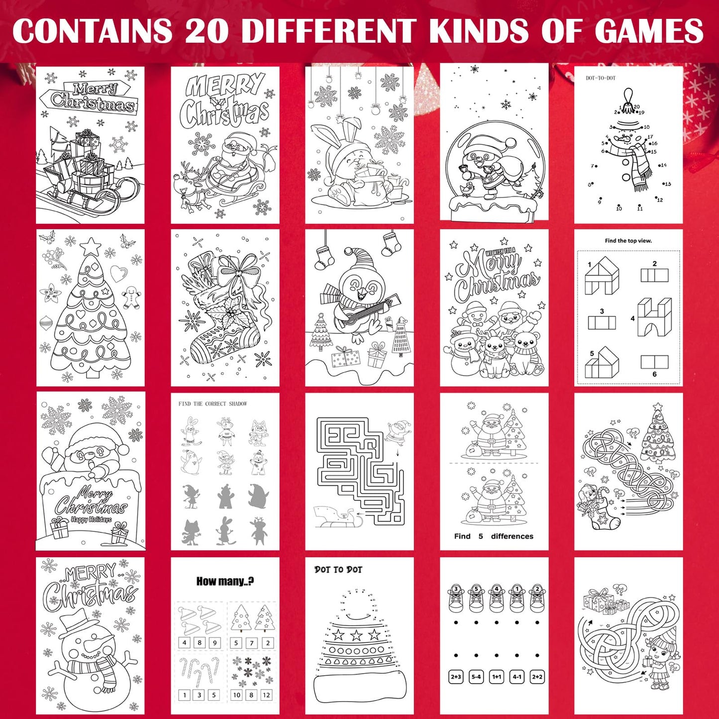 Cholemy 100 Pcs Christmas Coloring Book, Xmas Mini Coloring Books Holiday Small Coloring Books Party Favors Christmas Party Supp