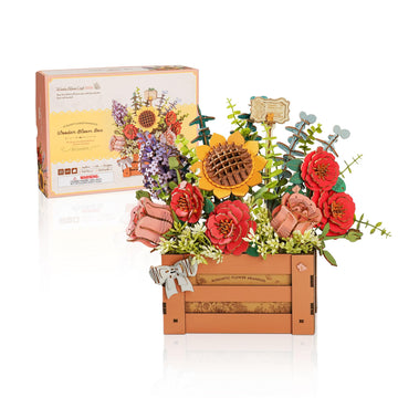Robotime 3D Flowers Puzzle Wooden Bloom Box, Wood Craft Kits For Adults, Wooden Artificial Flower Decorations & Centerpieces For