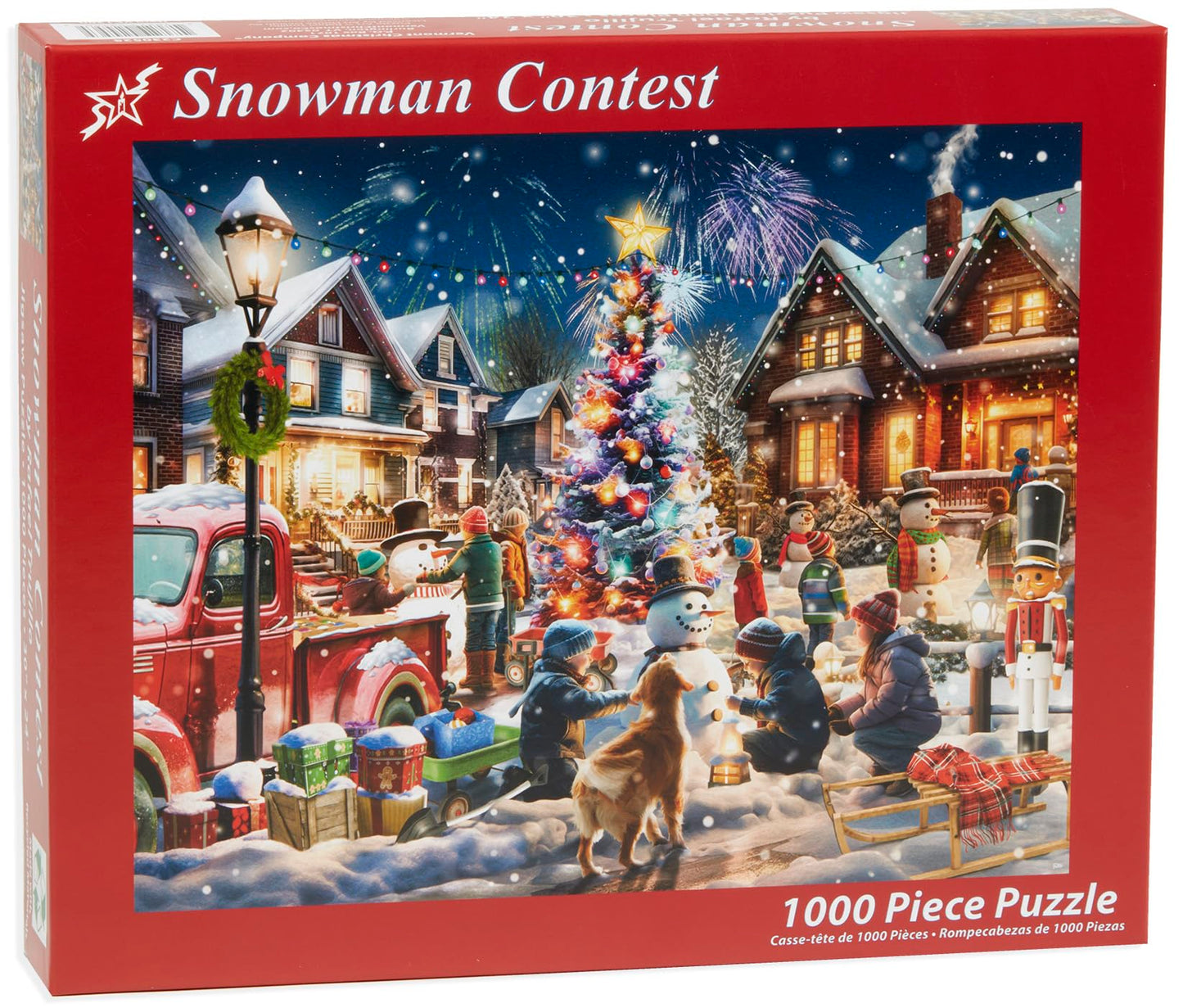 Vermont Christmas Company Snowman Contest Jigsaw Puzzle 1000 Piece - Large Piece Christmas Puzzle - Interlocking & Randomly Shaped Pieces - 30' X 24'