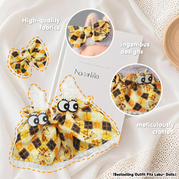 Ciunura 2025NEW Trendy Clothes for bubudoll Ropa para for bubuclothes Can Be Used to Change Clothes for Your15&17cm Dolls(Yellow and Black Plaid Dress 2pc Set)