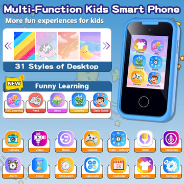 Kids Phone Toys For Boys, 3 4 5 6 7 8 Year Old Boys Girls Christmas Birthday Gifts For Kids, 2.8'' Touchscreen Smartphone Toddle