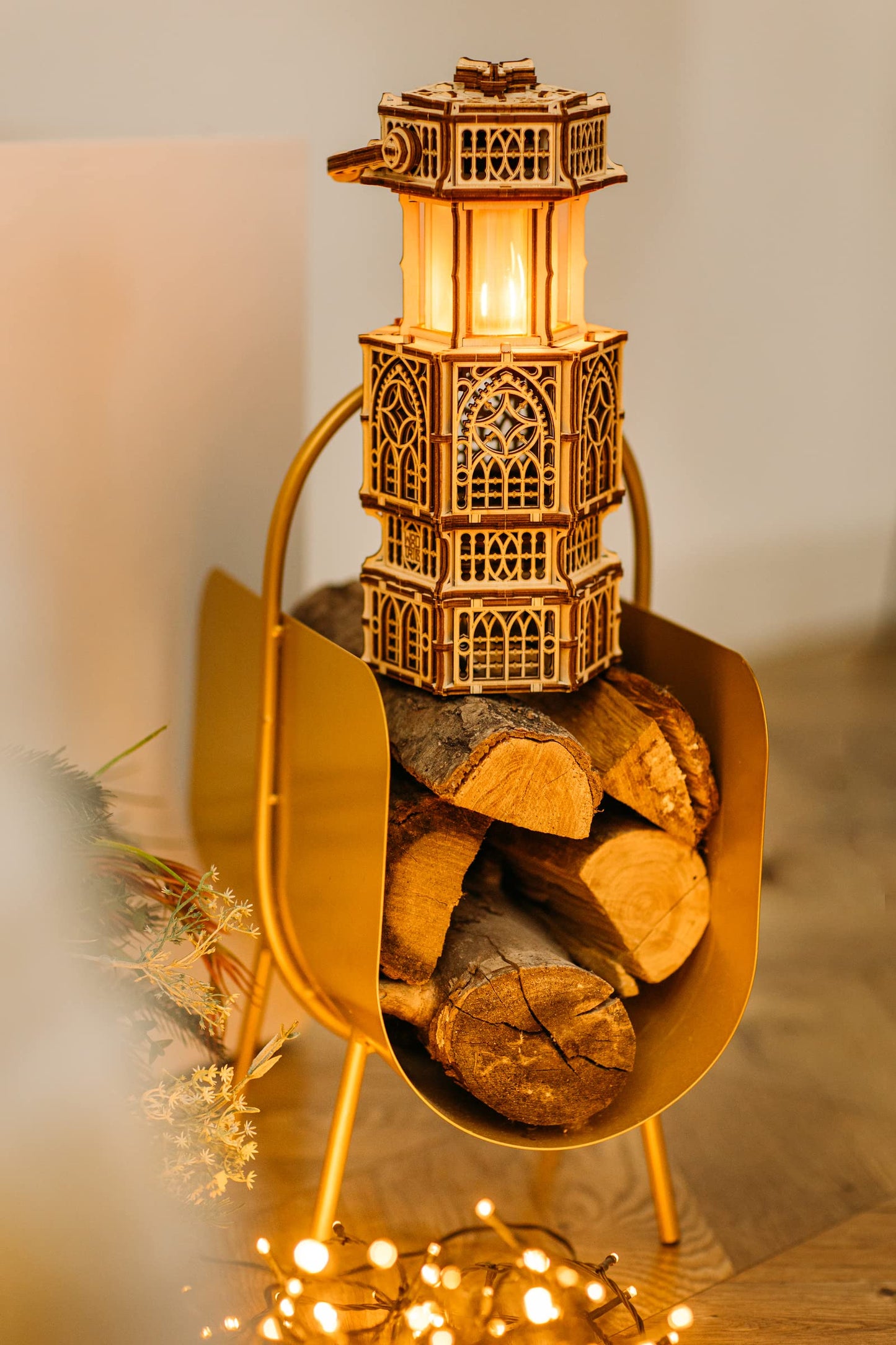Wood Trick Antique Lantern Luminous Led 3D Wooden Puzzles For Adults And Kids To Build - 2-Mode Lighting - Engineering Diy Project Mechanical 3D Puzzle Model Kits For Adults