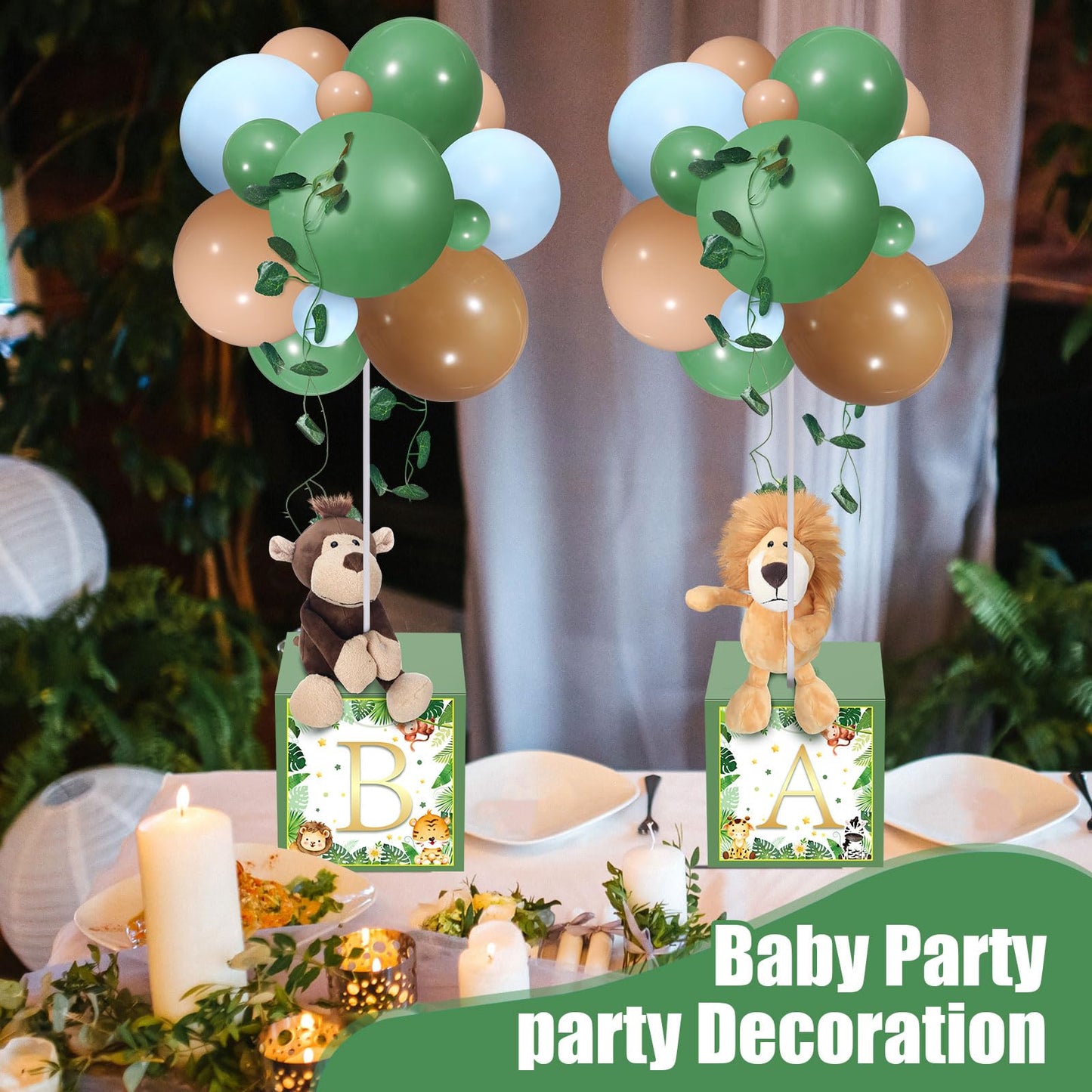 Lenwen 6 Sets Baby Letter Boxes Decorations Table Centerpieces for Baby Shower Gender Reveal,Bear Stuffed Animals Balloon with S