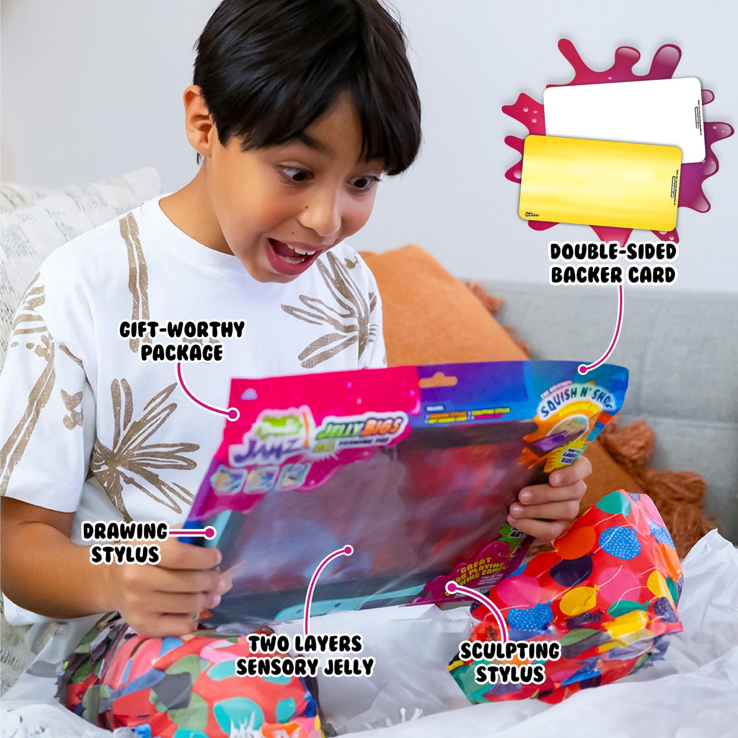 Doodlejamz Jellybigs, Supersized Sensory Gel Drawing Pad, Filled With Double The Squishy Gel, No-Mess, Non-Toxic, Travel-Ready, Unleash Larger-Than-Life Artistic Creations! (Red On Blue Gel)
