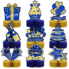 9 Pieces Blue Gold Birthday Table Decorations Happy Birthday Honeycomb Centerpieces Glitter Table Toppers, Blue and Gold Party D