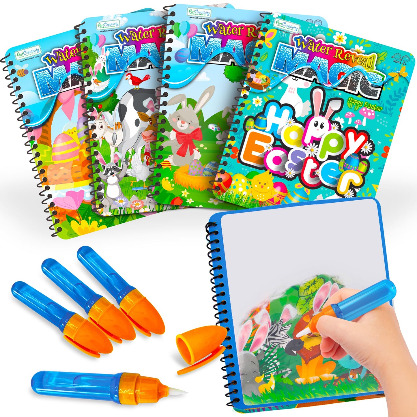 Easter Basket Stuffers for Toddlers, 4 Pack Easter Water Coloring Books for Kids, Easter Basket Essentials, Easter Activities Ki