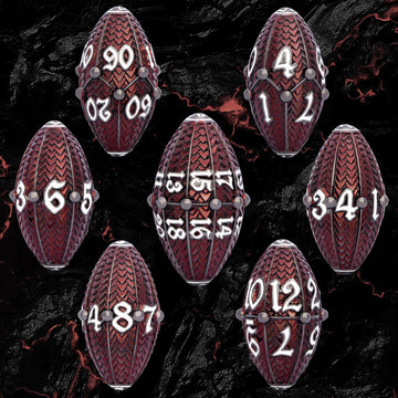 ARUOHHA DND Metal Dice Black Red Dragon Egg Dice with Rotating Dragon Egg Shell, Dungeons and Dragons Role Playing Game RPG D&D