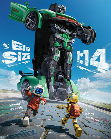 Veeniix V992 Transform Remote Control Car,Transform Robot Rc Cars,1:14 Scale,2-In-1 Robot Toy Car With Sound & Light Effects,Ges