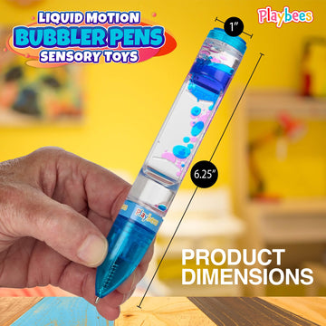 Playbees Liquid Motion Bubbler Pens Cool Pens For Kids (3 Pack) - Writes Like A Regular Pen - Colorful Liquid Timer Pens Great F