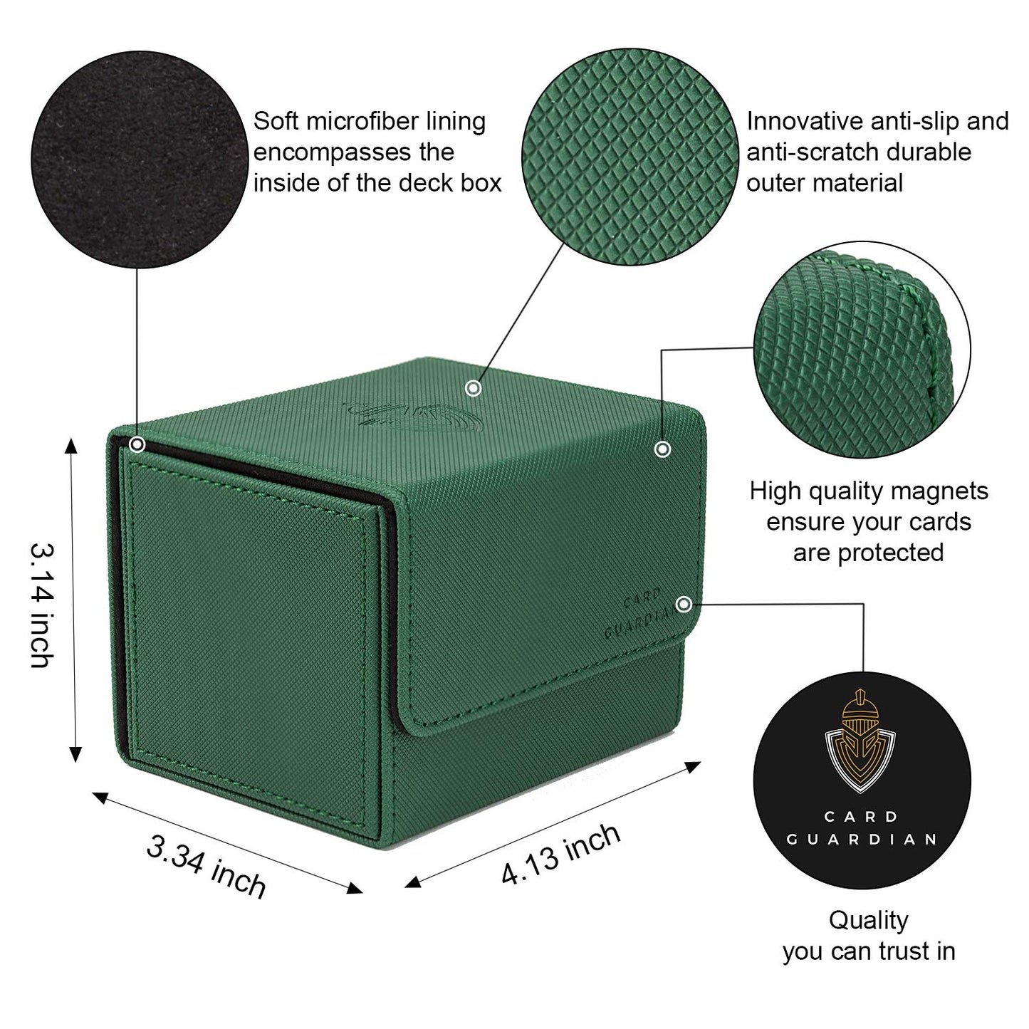Card Guardian - Premium Deck Box For 100+ Cards For Trading Card Games Tcg (Green)