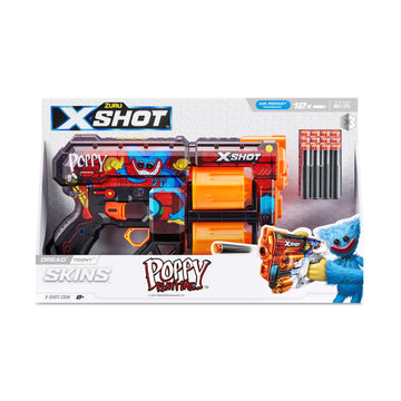 X-Shot Skins Dread Blaster - Poppy Playtime (Toony) By Zuru With 12 Darts, Rotating Double Barrel, Air Pocket Dart Technology, Toy Foam Blaster For Kids, Teens And Adults
