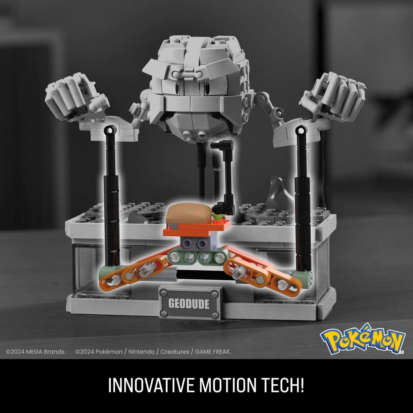 Mega Pokémon Building Toys Set, Mini Motion Geodude With 343 Pieces, 5 Inches Tall, Moving Arms And Mouth, Adult Collectible