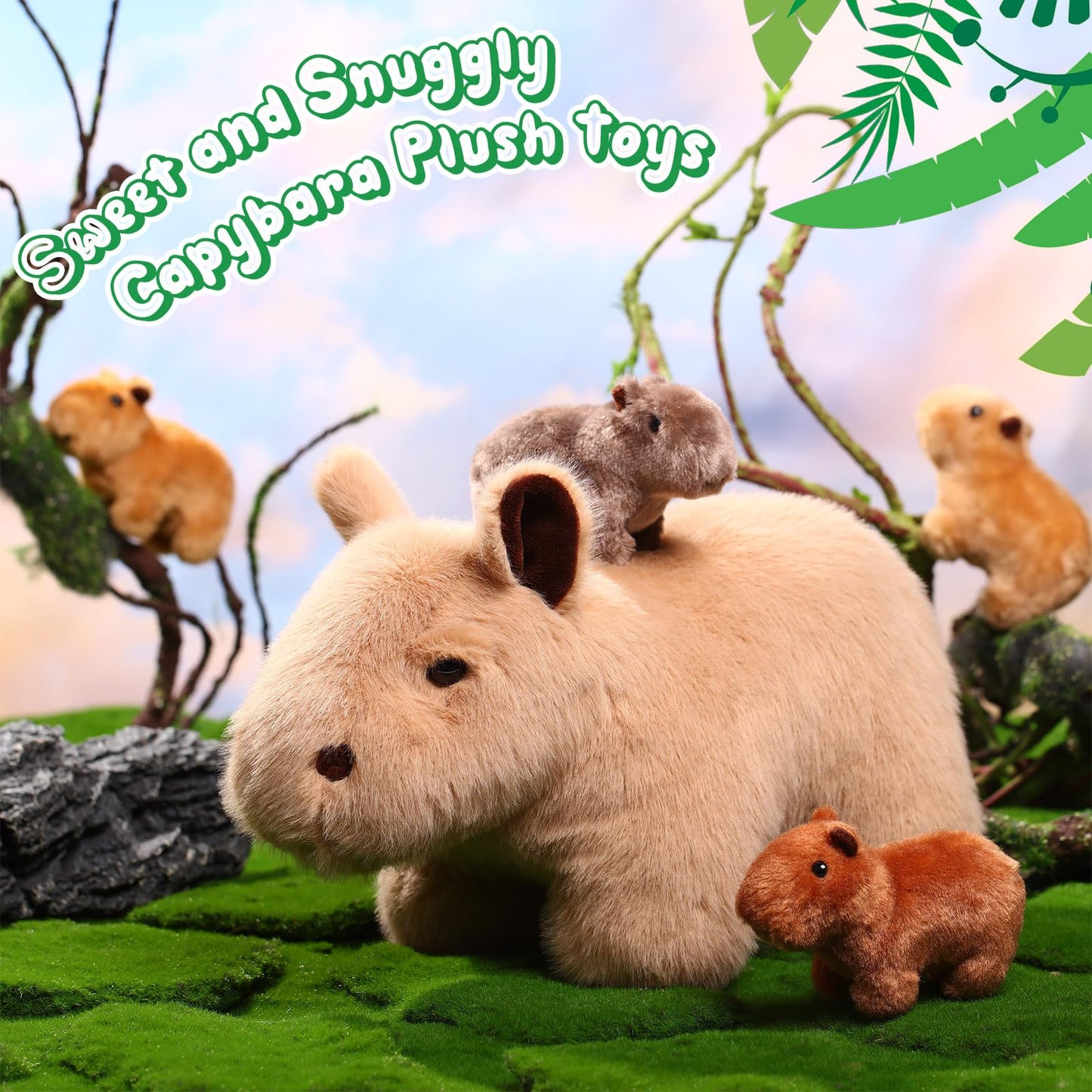 Hollowfly 5 Pcs Capybara Stuffed Animals Capybara Plush Set Gift For Kids Mommy With 4 Cute Babies Inside Soft Stuffed Capybara
