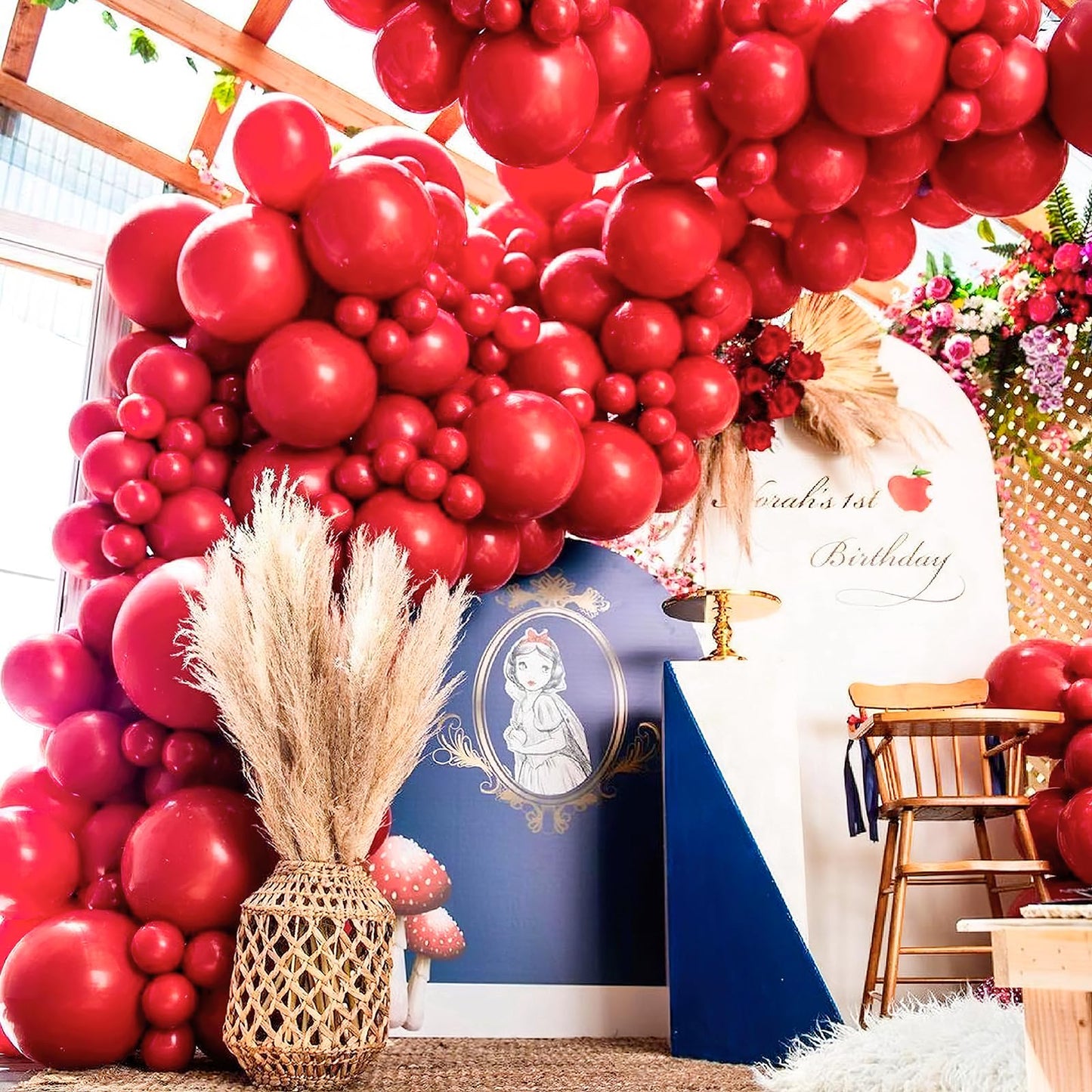 PartyWoo Red Balloons - 120 pcs Matte Red Balloons (18" 12" 10" 5") for Birthday and Party Decorations, Rubber, Red-Y57