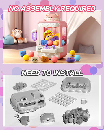 Jovow Claw Machine for Kids, Mini Vending Machine, Electronic Game with 35 Toys, Small, Plastic, Model 33104