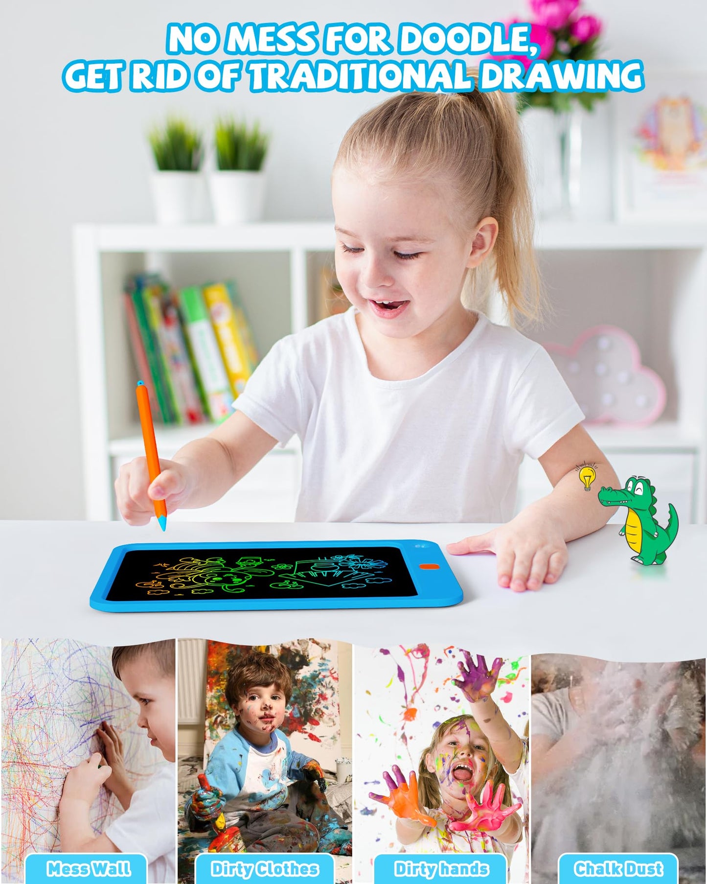 Kokodi Lcd Writing Tablet For Kids 10 Inch, Kids Toys For 3 4 5 6 7 8 Years Old Boys And Girls, Colorful Doodle Board, Gift For Toddler Age 3-12 Years, Memo Board, Drawing Pad With Pen