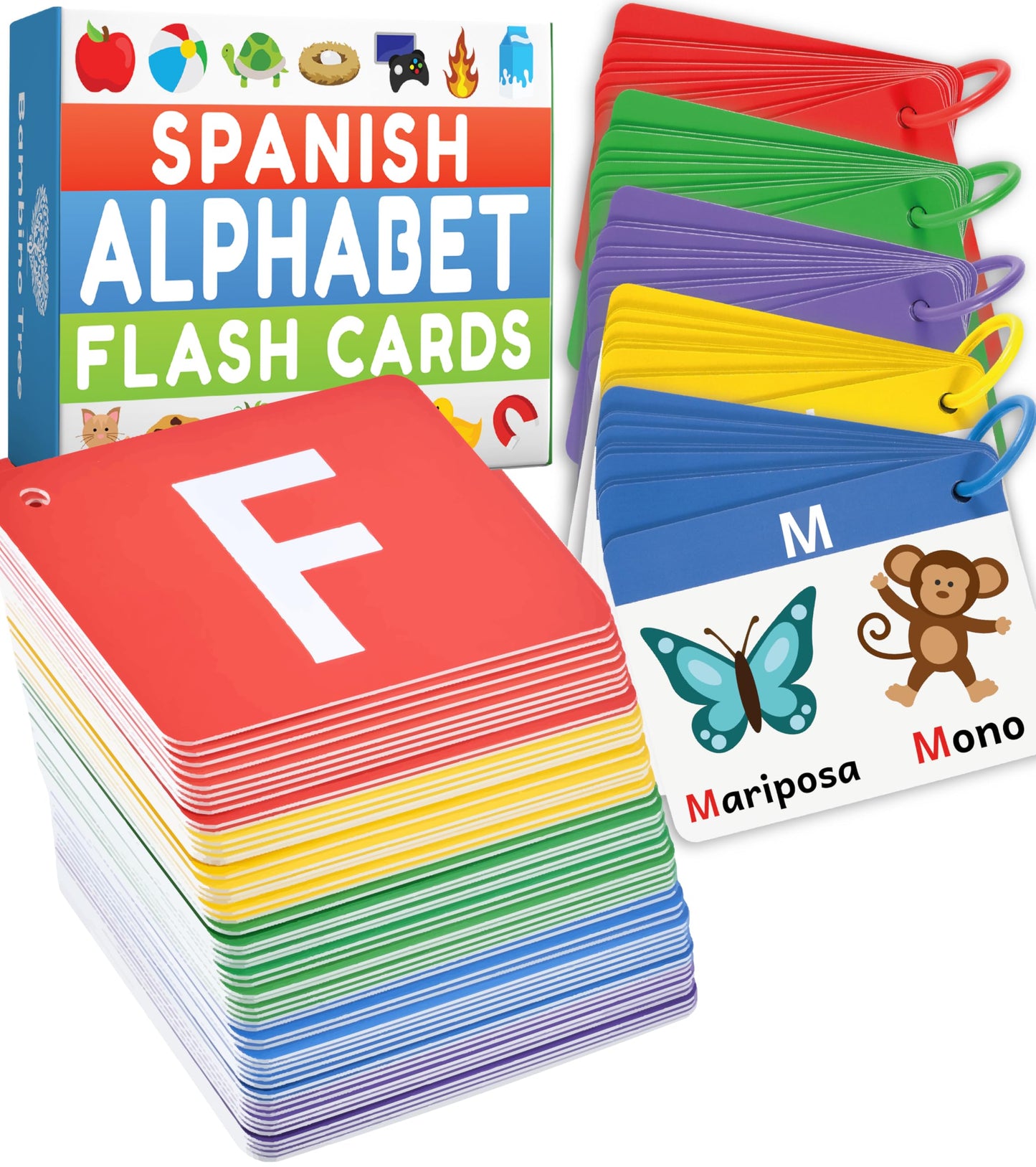 Spanish Alphabet Flash Cards - Abc Jumbo Flash Cards For Kids Ages 3-6 - Lowercase & Uppercase Letter Recognition Learning Game