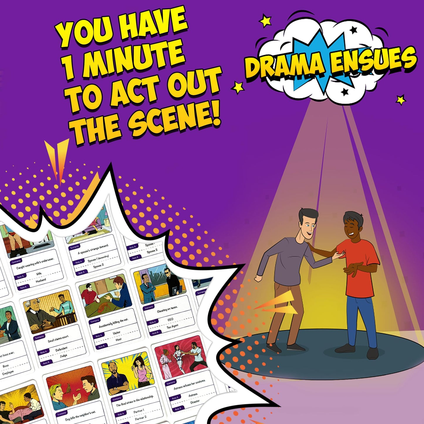 QUOKKA Drama Mayhem Funny mature-themed Card Game - mature-themed Original Pack - | Charades and Role-Playing Fun | Improv Games for Parties | Comedy Acting Game for Groups | Multiplayer Game for Game Night