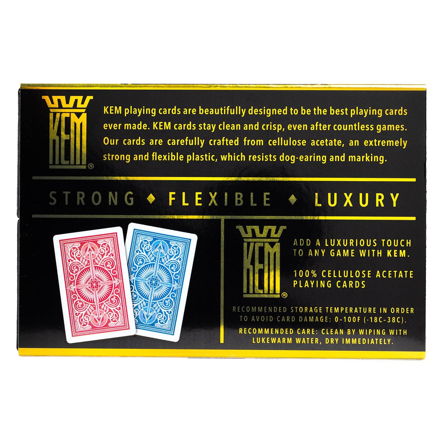 KEM Arrow Red and Blue Plastic Playing Cards Standard Index Bridge Size enhanced game-style Grade game-style 2 Decks