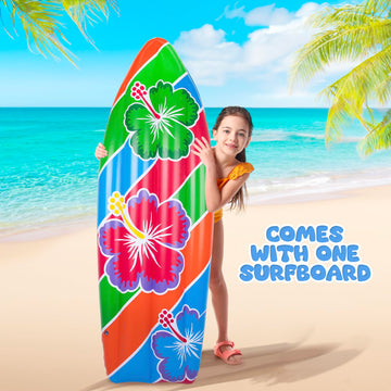 ArtCreativity Inflatable Surfboard - 5 ft Vinyl Beach Party Decor, Multi-Color, Ideal for Kids and Adults