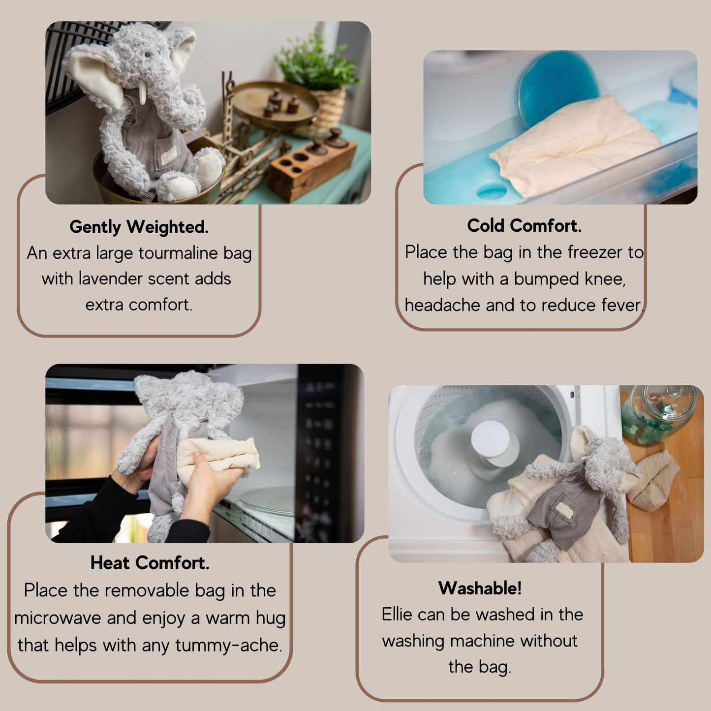 Family Framework Ellie Warming Plush - Microwavable Lavender Aromatherapy Stuffed Animal - Heatable & Coolable