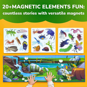 Quokka Travel Magnetic Puzzles For Toddlers 1-3 - 20+Pcs Bugs Game With Extra-Long Play Book - Fun Travel Game Toy For Kids Ages
