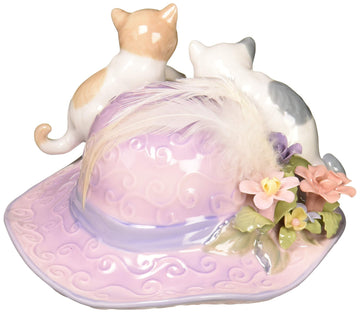 Cosmos 80099 Fine Porcelain Pair Of Cats Musical Figurine, 5-1/4-Inch, Purple