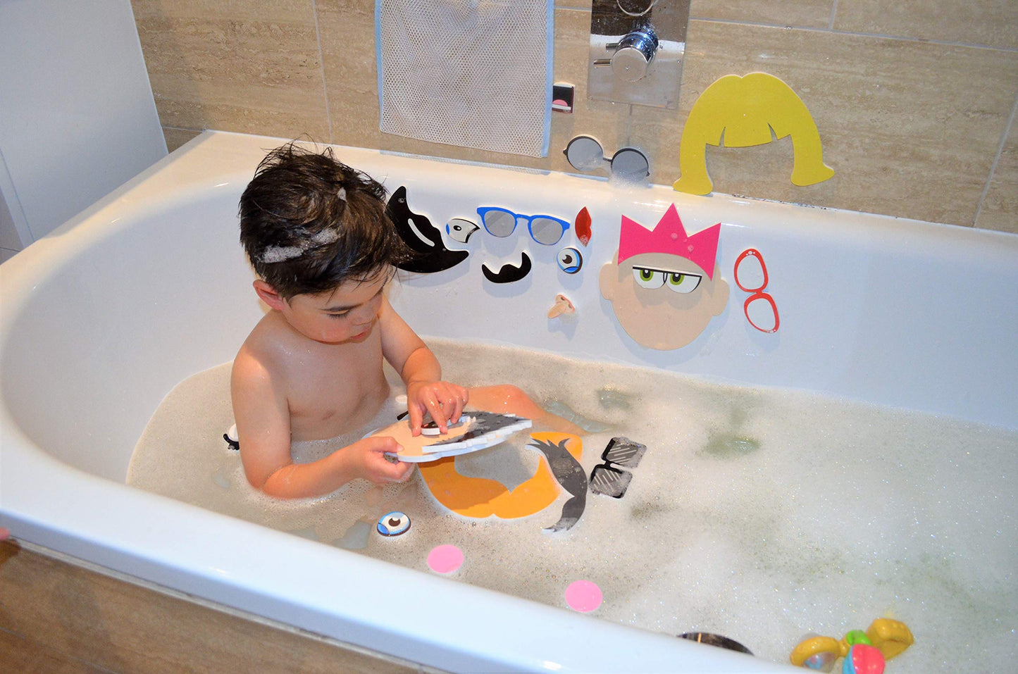 Buddy & Barney Silly Faces Bath Stickers, Hilarious Facial Expressions Foam Stickers Bath Toy For Children 3+, Pack Of 37 Reusable Stickers, Bathtub, Tub, Shower, Boys, Girls, Kids,
