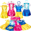 Soliehoo Girls Princess Dress Up Trunk, Pretend Play Costumes Princess Role Play Set 15Pcs Girls Dress Up Clothes With 4 Tops,4
