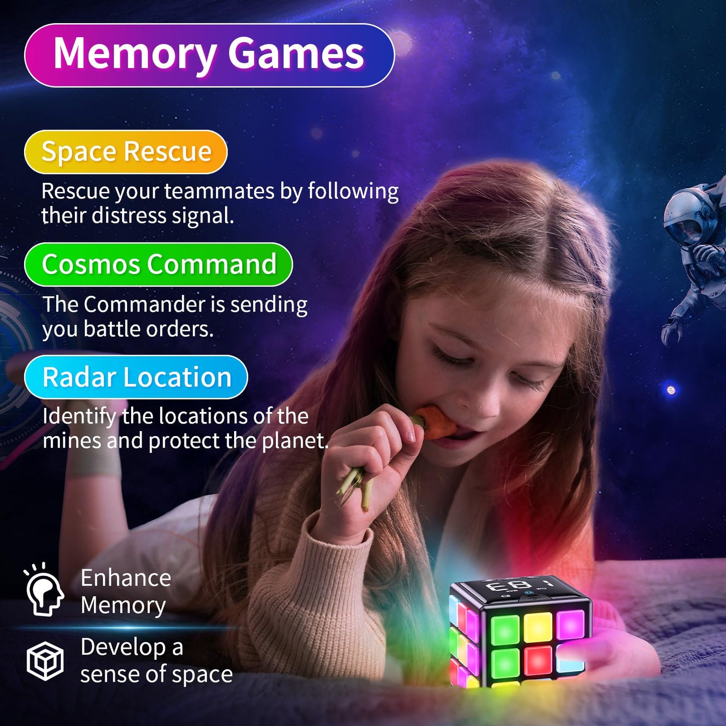 Niufunmal Rechargeable Game Cube, 15-In-1 Fun Brain Memory & Speed Games For Kids, Christmas Birthday Gifts For Boys Girls Ages
