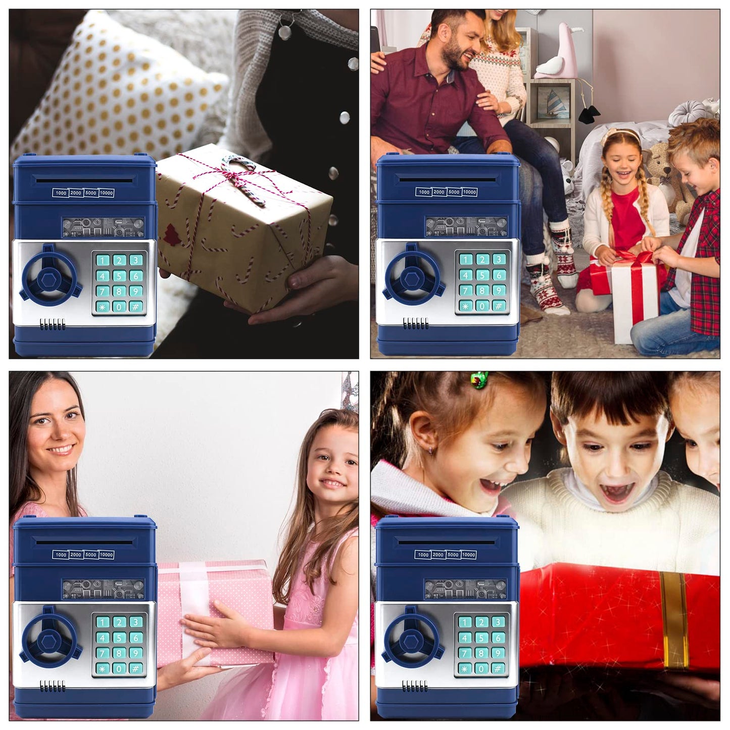 Elemusi Piggy Bank For Kids, Atm Electronic Password Cash Coin Bank, Money Saving Box For Kids, Boys Girls Birthday Gift (New Blue)