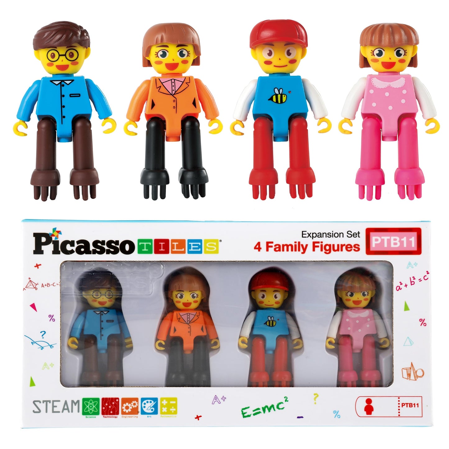 Picasso Toys Hedgehog Blocks 4 Family Action Character Figures Toddler Toy Construction Building Tile Block Expansion Pack Educa