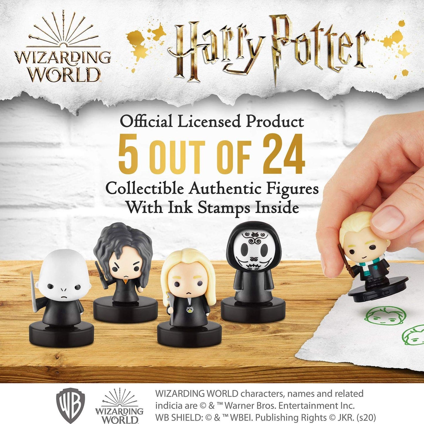 Self-Inking Harry Potter™ Stampers, Set Of 5 – Harry Potter Gifts, Collectables, Party Decor, Cake Toppers – Death Eater, Voldemort, Lucius Malfoy And More By Pmi, 2.5 In. Tall
