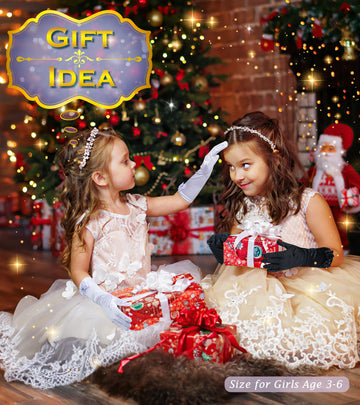 Bibuty Princess Dress Up Accessories Princess Gloves For Little Girls, Black Toddler Gloves For Girls Princess Dress Up Set, Cos