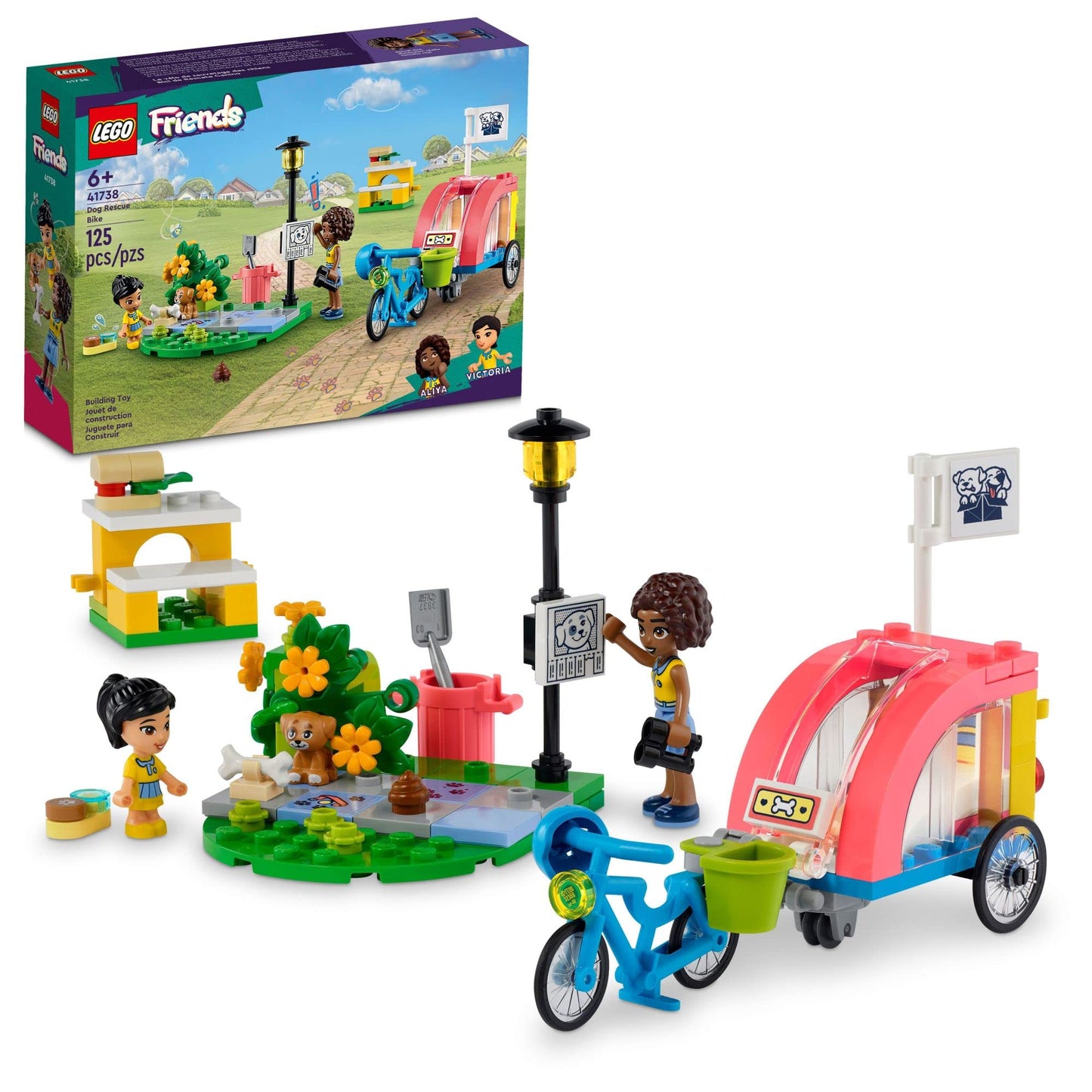 Lego Friends Dog Rescue Bike Building Set, Pretend Play Animal Toy Playset For Pet-Loving Kids, Girls And Boys Ages 6 And Up With Puppy Toy Pet Figure And 2 Mini-Dolls, 41738