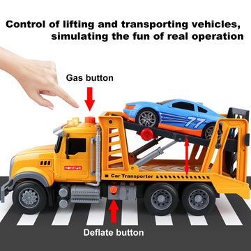 Dwi Dowellin Toy Truck Transport Cars Carrier with Racing Car for Kids Toddlers,Birthday Gifts for Boy Toddler Child 3 4 5 6 Yea