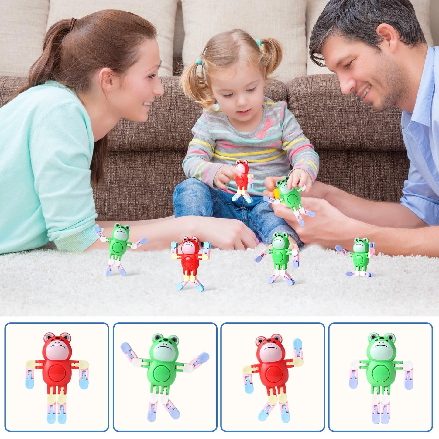 24 Pcs Transformable Fidget Spinners Frog Toys For Kids And Adults Stress Relief Sensory Toys For Boys And Girls Fingertip Gyros